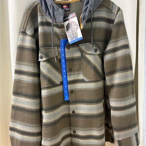 Quiksilver Unisex Brown Striped Hoodie  Jacket